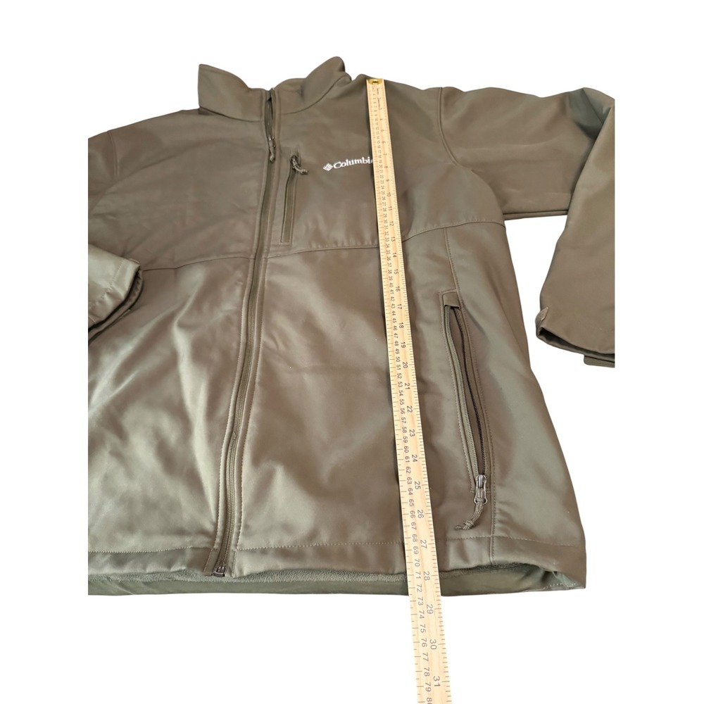 Columbia Mens XXL Softshell Jacket Olive Green Full Zip Fleece Lined Outdoor
